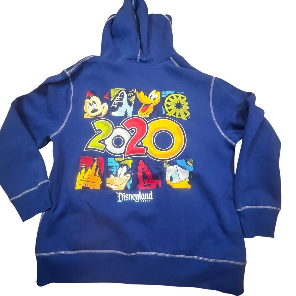 Disney Parks 2020 Hoodie‎ Women XL Colorful Mickey Donald Goofy Souvenir Zip